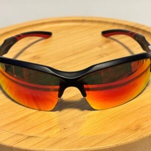 Pugs Wraparound Sunglasses Unisex Red And Black Reflective Nose Protectors